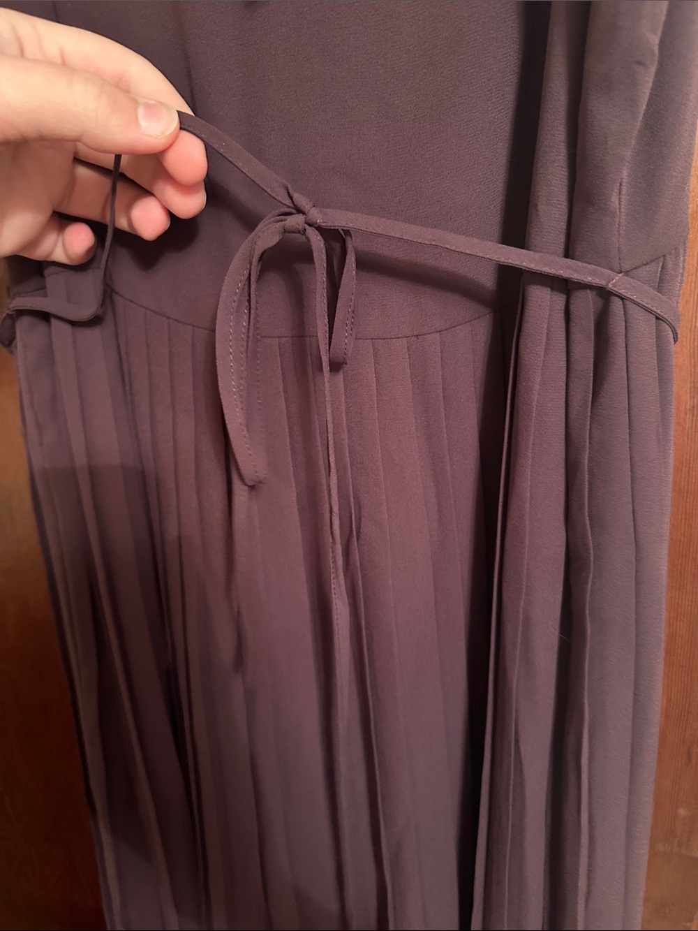 NWT LOFT Outlet Women’s Sz Large Sleeveless Purple Pleated Dress with Waist Tie - Picture 5 of 9